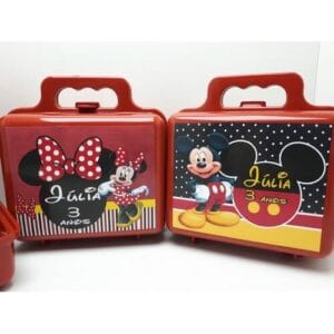 lembrancinha para festa da minnie e do mickey, maletinha personalizada